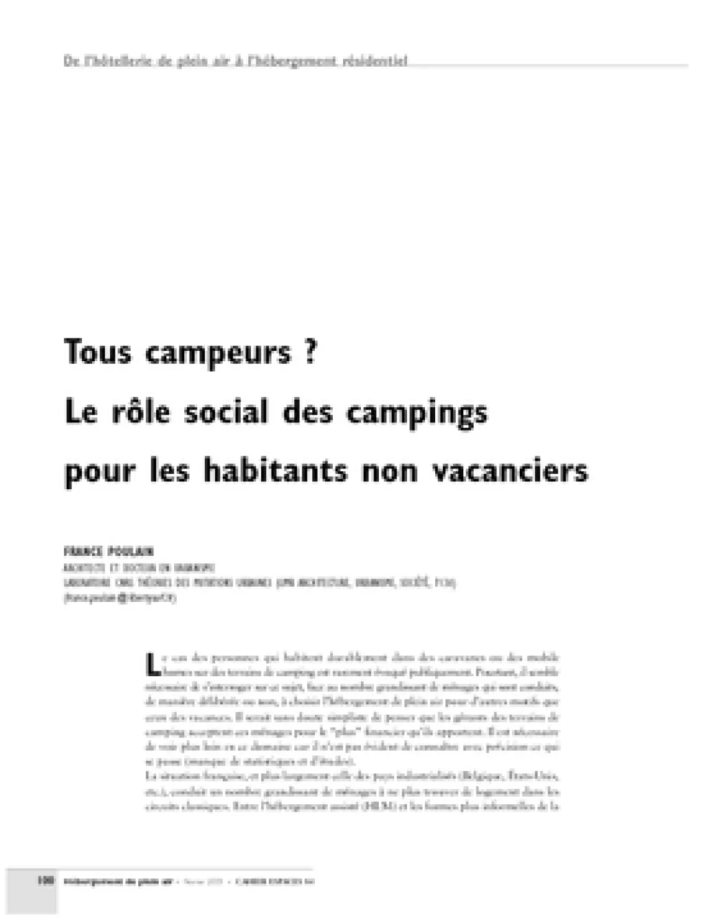 Tous campeurs ? Le rôle social des terrains de camping pour les habitants non vacanciers