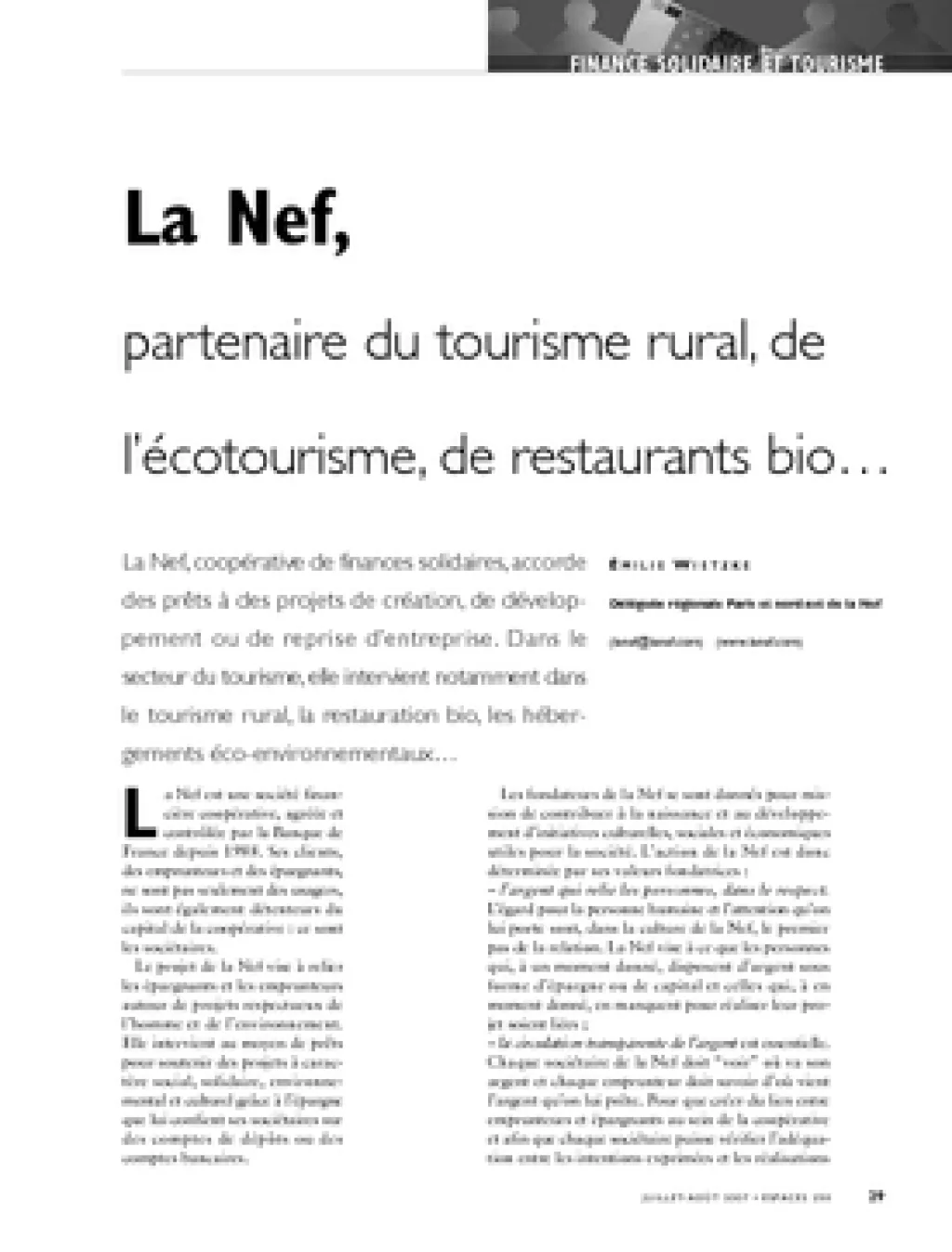 La Nef, partenaire du tourisme rural, de l'écotourisme, de restaurants bio…