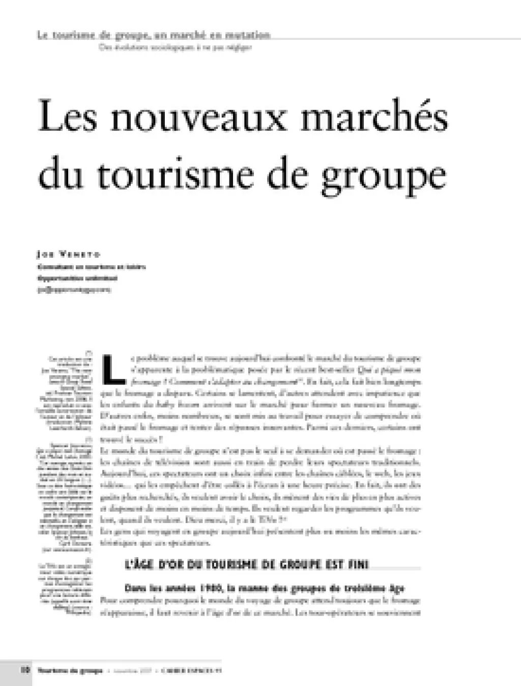 Les nouveaux marchés du tourisme de groupe