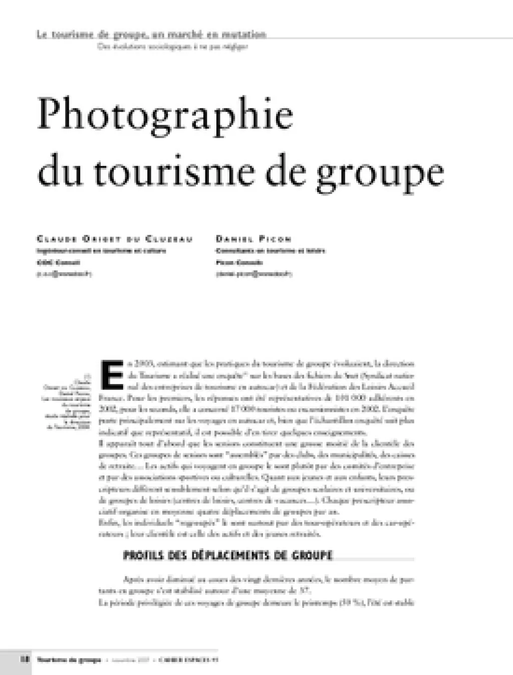 Photographie du tourisme de groupe