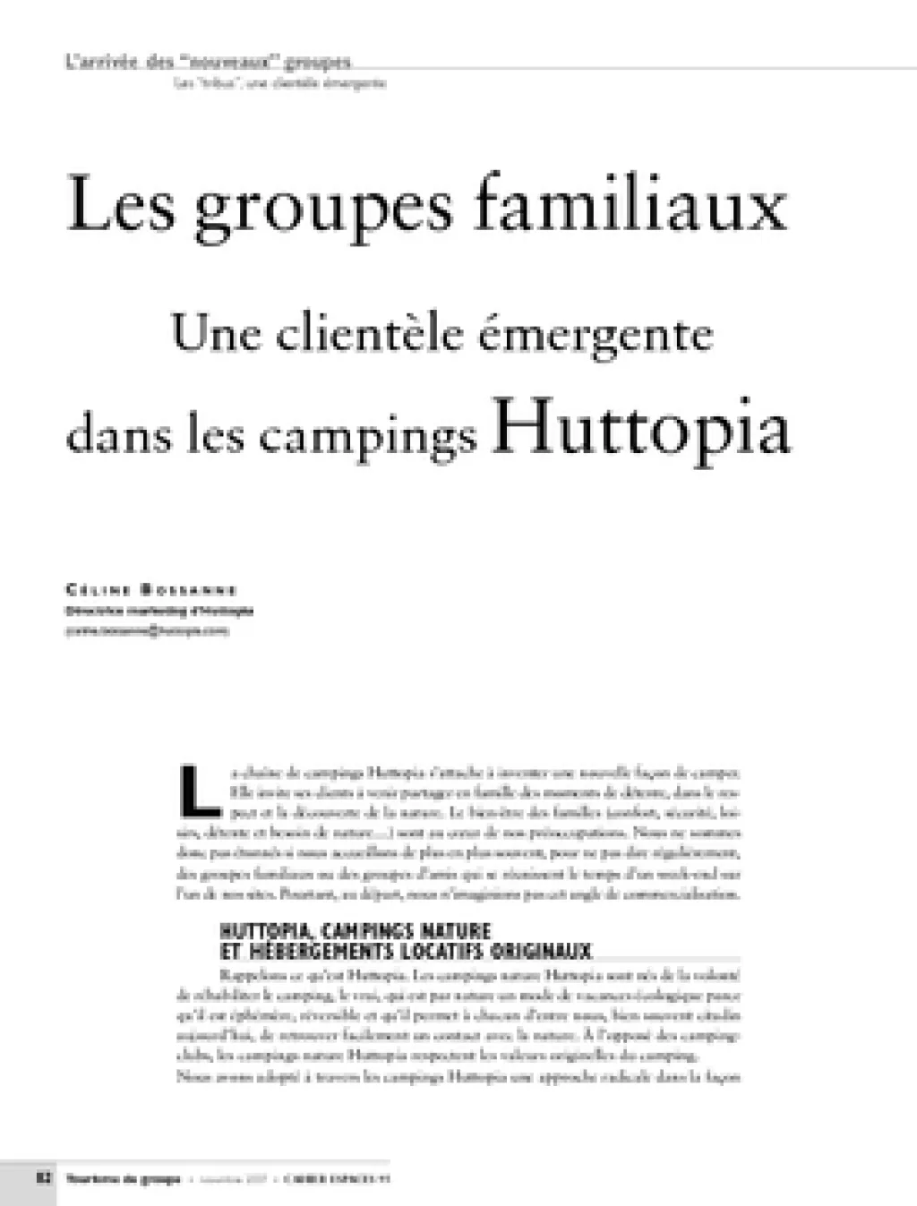 Les groupes familiaux. Une clientèle émergente dans les campings Huttopia