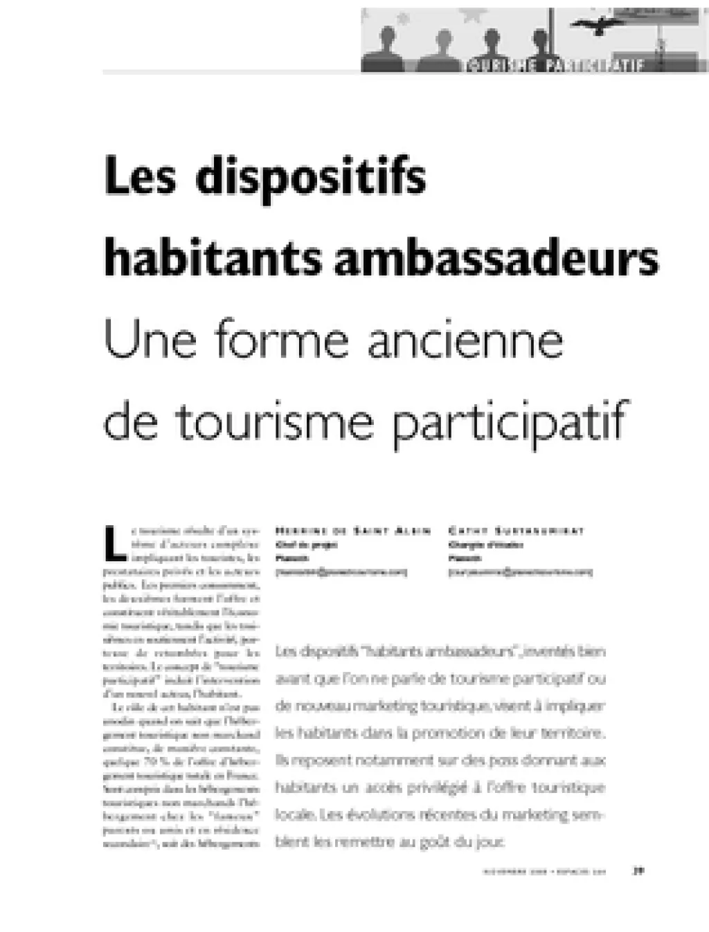 Les dispositifs habitants ambassadeurs. Une forme ancienne de tourisme participatif