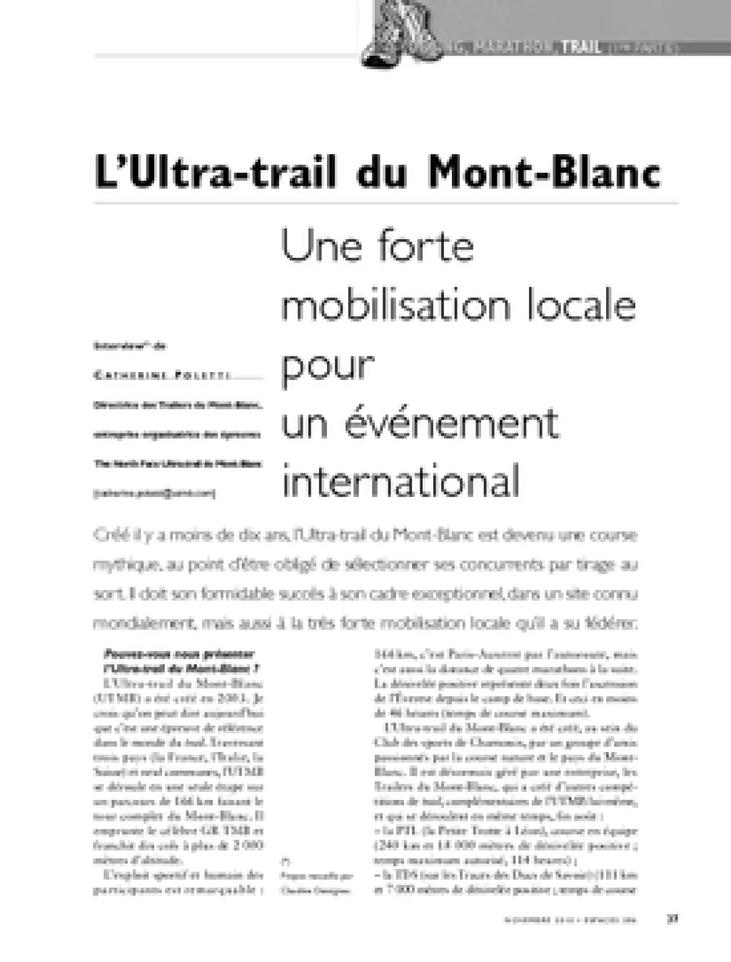 L'Ultra-trail du Mont-Blanc. Une forte mobilisation locale pour un événement international