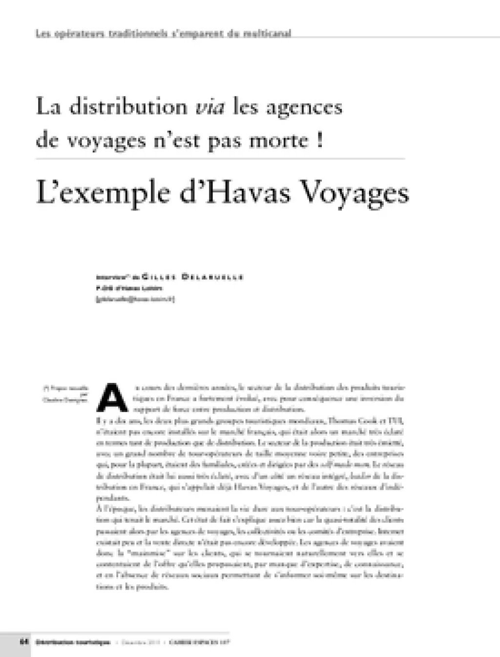 La distribution via les agences de voyages n'est pas morte ! L'exemple d'Havas Voyages