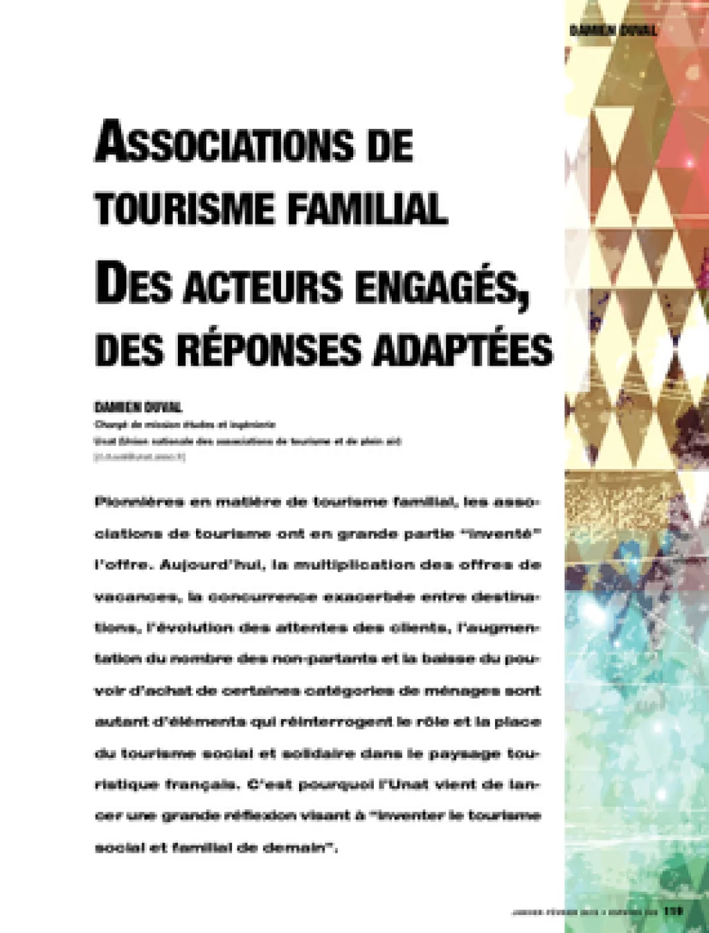Associations de tourisme familial. Des acteurs engagés, des réponses adaptées