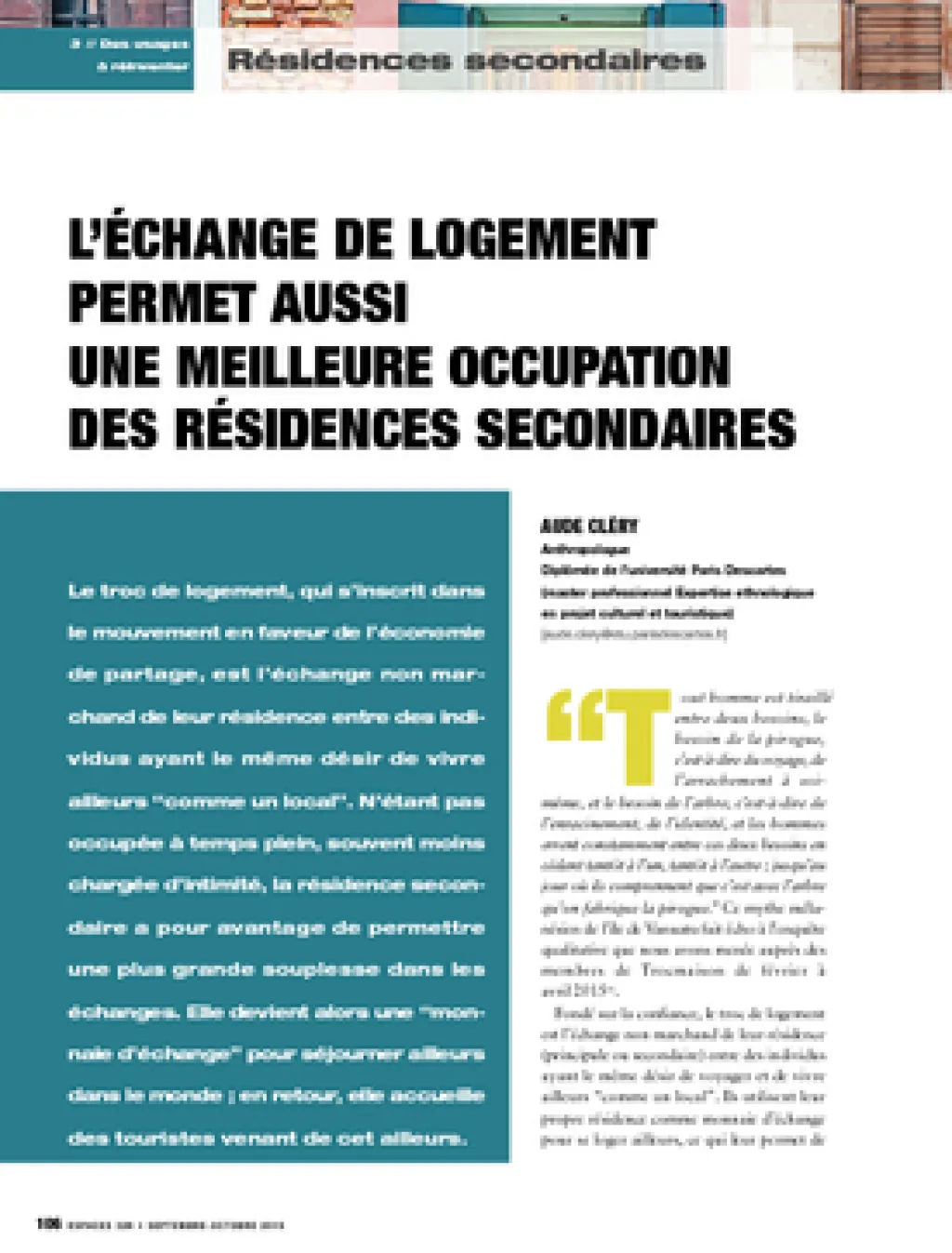 L’échange de logement permet aussi une meilleure occupation des résidences secondaires