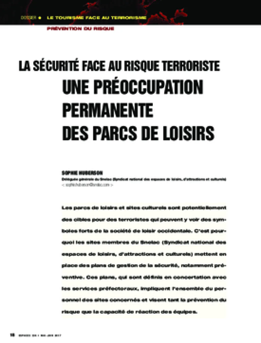 La sécurité face au risque terroriste. Une préoccupation permanente des parcs de loisirs